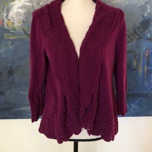 Beautiful purple sweater with patterned edges